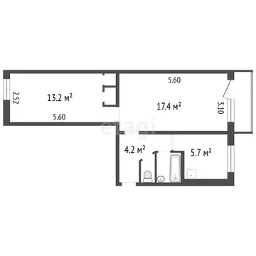 2-комнатная квартира: Воронеж, улица Артамонова, 28 (44 м)