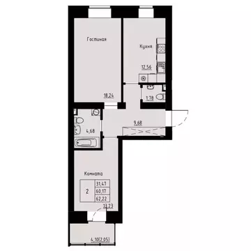 2-к кв. Красноярский край, Красноярск ул. Елены Стасовой, 82 (59.9 м)