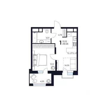 1-к кв. Московская область, Химки  (39.58 м)