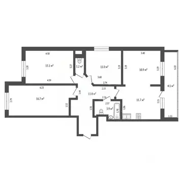 4-к кв. Башкортостан, Стерлитамак Набережная ул., 3/2 (82.3 м)