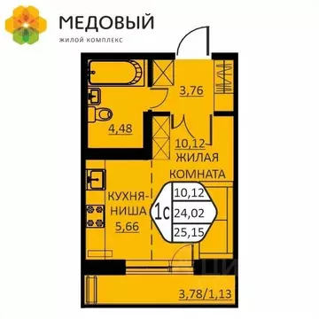 1-к кв. Пермский край, д. Кондратово ул. Г.Н. Нифантова, 12 (25.15 м)