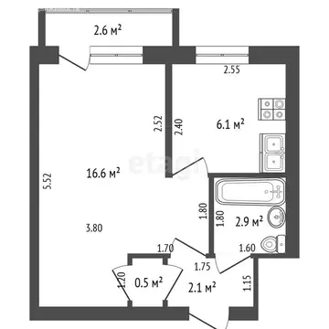 1-комнатная квартира: Стерлитамак, улица Худайбердина, 158 (29 м)