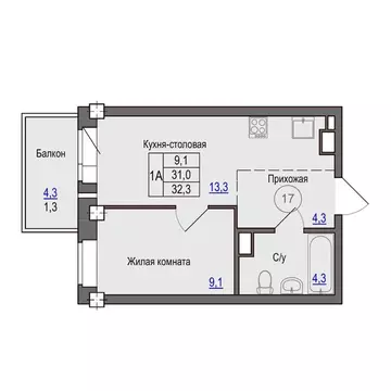 1-к кв. Псковская область, Псковский район, Завеличенская волость, д. ...