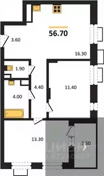 2-к кв. Воронежская область, Воронеж Ключи мкр, Ключи-клаб жилой ...