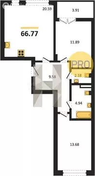 1-комнатная квартира: Гурьевск, улица Героя России Катериничева (47.05 ...