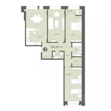 3-к кв. Чувашия, Чебоксары ул. Карла Маркса, 50к1 (108.29 м)