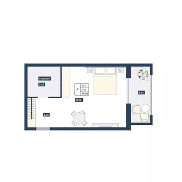 Студия Краснодарский край, Анапа Лучи жилой комплекс (39.05 м)