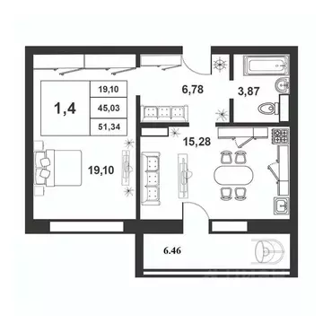 1-к кв. Новгородская область, Великий Новгород ул. Королева, 22к2 ...