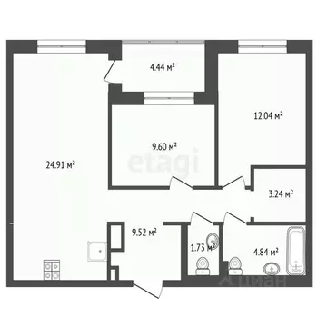 2-к кв. Тюменская область, Тюмень ул. Краснооктябрьская, 8 (65.8 м)