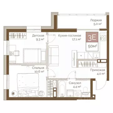 3-к кв. Приморский край, Владивосток Днепровский жилой комплекс (49.7 ...