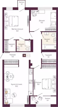 3-к кв. Нижегородская область, Нижний Новгород ул. Тургенева (99.8 м)