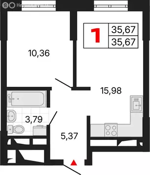 1-комнатная квартира: Екатеринбург, жилой район Втузгородок (35.5 м)