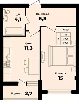 1-комнатная квартира: Калининградская область, Гурьевский ...