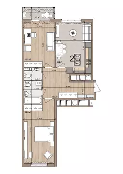 2-к кв. Рязанская область, Рязань Быстрецкая ул., 21к4 (76.5 м)