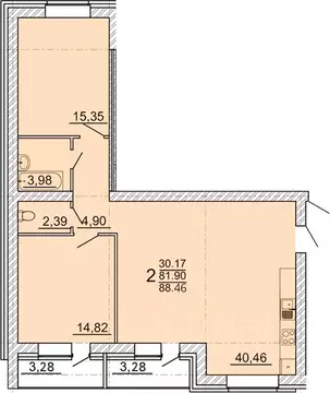2-к кв. Воронежская область, с. Новая Усмань ул. 70 лет Победы, 15 ...
