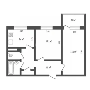 2-к кв. Псковская область, Псков Западная ул., 21 (49.7 м)