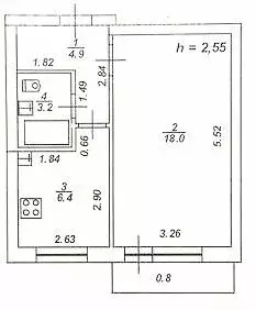 1-комнатная квартира: Тверь, посёлок Химинститута, 32 (32.5 м)