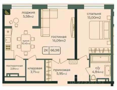 2-к кв. Дагестан, Каспийск просп. Акулиничева (66.98 м)
