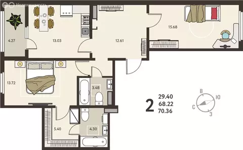 2-комнатная квартира: Курск, микрорайон Курского Завода Тракторных ...