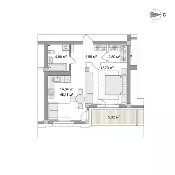 2-к кв. Новосибирская область, Новосибирский район, Краснообск рп 253 ...