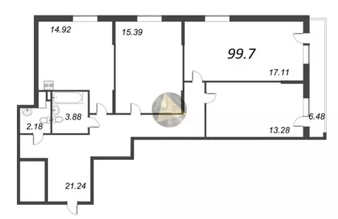 3-комнатная квартира: Санкт-Петербург, улица Чирикова, 5 (99.7 м)