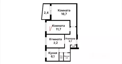 Комната Москва ул. Народного Ополчения, 29К1 (11.7 м)