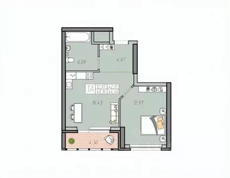 1-к кв. Свердловская область, Екатеринбург ул. Печатников, 5 (42.31 м)