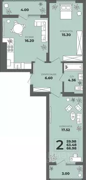 2-к кв. Калининградская область, Калининград ул. Генерала Толстикова, ...