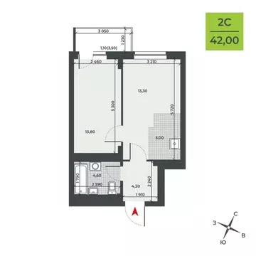 2-к кв. Новосибирская область, Новосибирск ДНК жилой комплекс (42.0 м)
