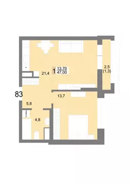 1-комнатная квартира: Екатеринбург, Посадская улица, 26 (47 м)