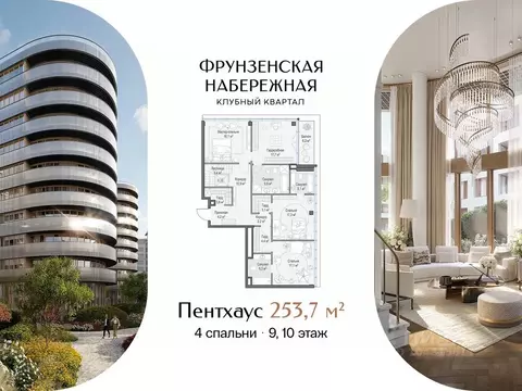 4-к кв. Москва 465-й кв-л, Фрунзенская Набережная жилой комплекс ...