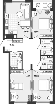 3-к кв. Калининградская область, Гурьевский муниципальный округ, пос. ...