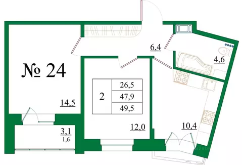2-к кв. Ленинградская область, Гатчина Красносельское ш., 4А (49.5 м)