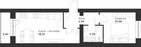 1-к кв. Тульская область, Тула ул. Героя России Зиничева, 1 (40.36 м)