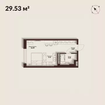 Студия Приморский край, Владивосток Каскада жилой комплекс (29.53 м)