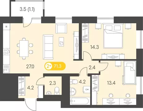 2-к кв. Удмуртия, Ижевск Столичный мкр, Новый Восход жилой комплекс ...
