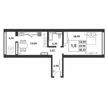 1-к кв. Новгородская область, Великий Новгород ул. Королева, 22к2 ...