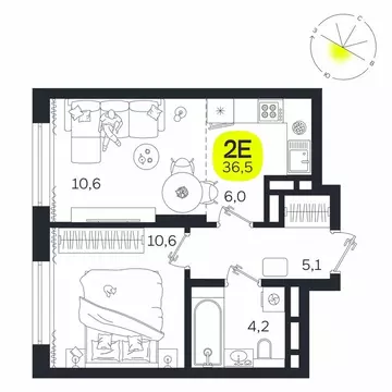 2-комнатная квартира: Екатеринбург, жилой район Южная Ботаника, ЖК ...