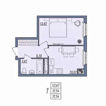 1-к кв. Волгоградская область, Волгоград ул. Тракторостроителей, 31/1 ...