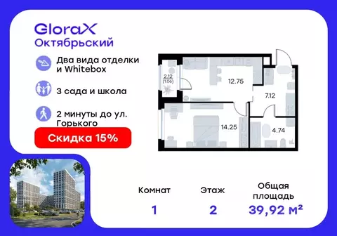 1-к кв. Владимирская область, Владимир GloraX Октябрьский жилой ...