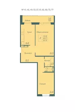 2-к кв. Кемеровская область, Кемерово Южный мкр, 10-й мкр, Весна жилой ...