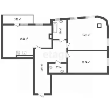 2-к кв. Воронежская область, Воронеж Багряная ул., 16/1 (68.3 м)