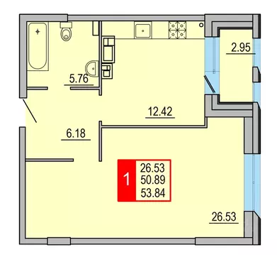 1-к кв. Тверская область, Тверь Петербургское ш. (53.84 м)