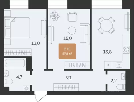 2-к кв. Ямало-Ненецкий АО, Новый Уренгой Созидателей мкр, Атмосфера. ...