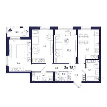 3-к кв. Пензенская область, Пензенский район, Мичуринский сельсовет, ...