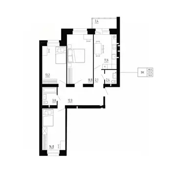 3-к кв. Орловская область, Орловский район, д. Образцово, Первый мкр  ...
