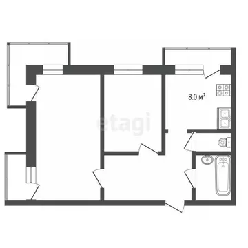 2-к кв. Ставропольский край, Ессентуки Вокзальная ул. (50.1 м)