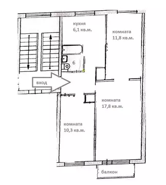 2-комнатная квартира: Екатеринбург, улица 40-летия Октября, 24 (56.8 ...