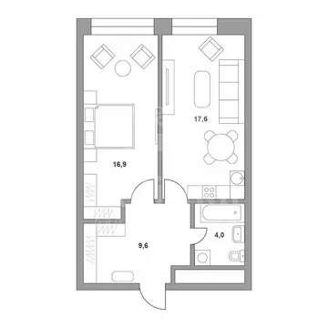 2-комнатная квартира: Москва, Аминьевское шоссе, 6 (48.1 м)