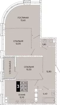 3-к кв. Ростовская область, Ростов-на-Дону Левобережная ул., 6/1с2 ...